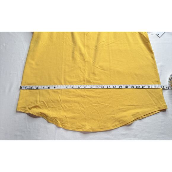 Terra Sky 0X Yellow Top V-neck Curved Hem Short Sleeve Stretch Cotton Blend - Picture 10 of 12